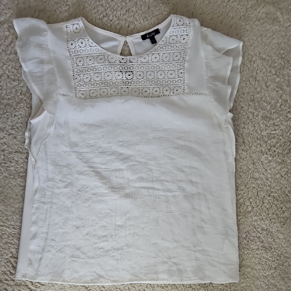 Alfani White Boxy Cap Sleeve Blouse
